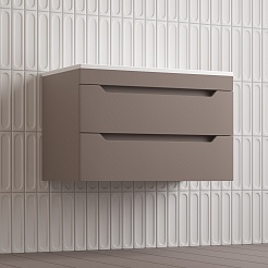 Style Line Тумба под раковину Остин 80 подвесная тауп темный – фотография-4